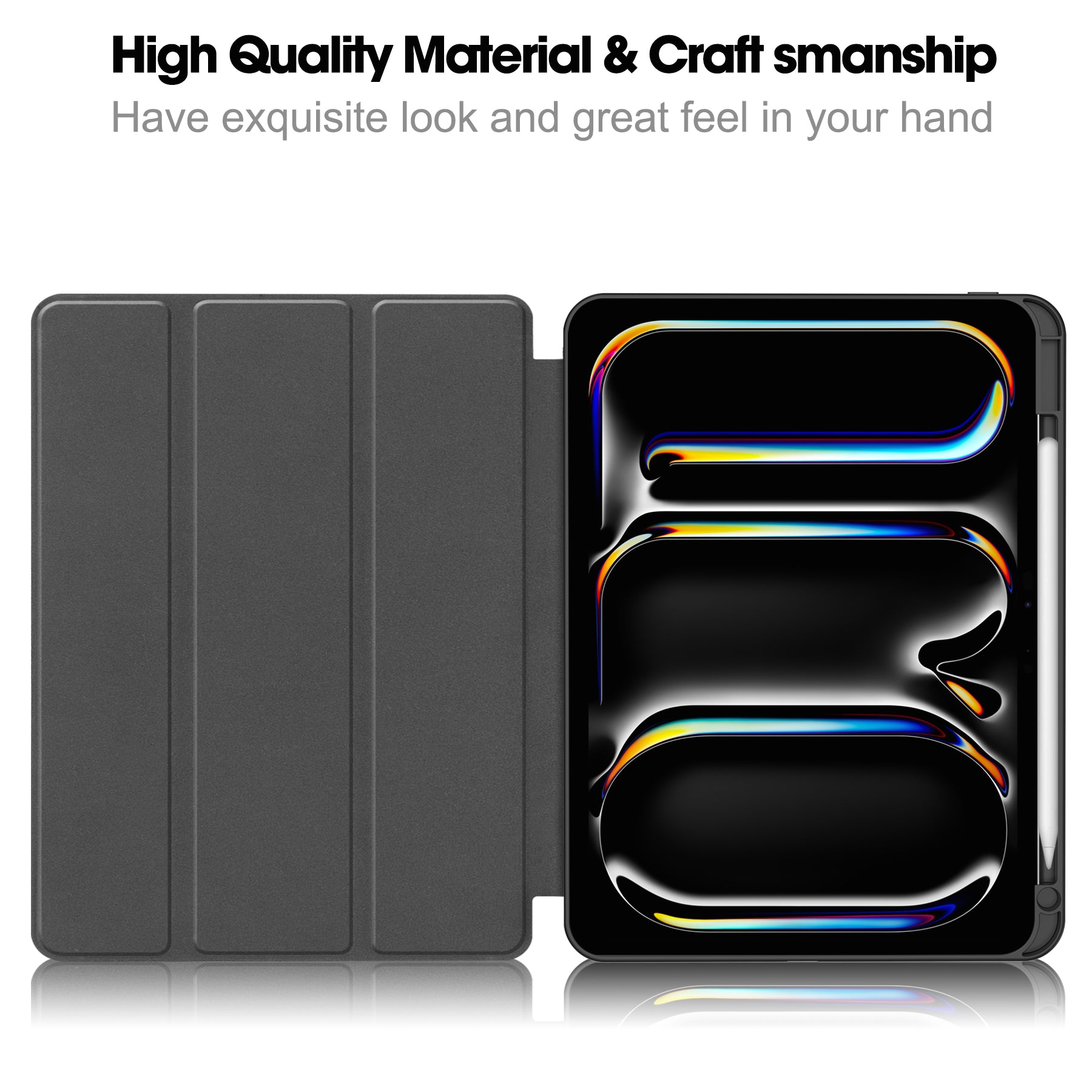 For iPad Pro 11 (2024) Leather Case Drop-proof Tri-fold Stand Tablet Cover with Pen Slot For iPad Pro 11 (2024) Leather Case Drop-proof Tri-fold Stand Tablet Cover with Pen Slot
